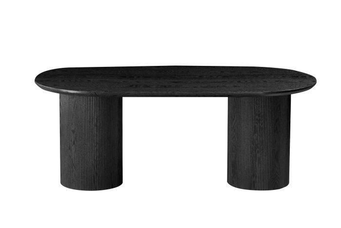 Table de salle à manger ovale design plateau en MDF veneer et pieds en MDF veneer coloris Noir L.200 x P.100 x H.76 cm collection WILMA