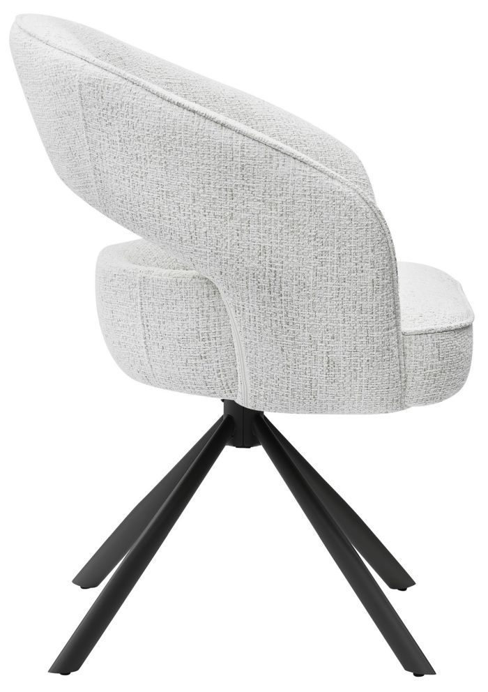 Chaise de salle à manger design revêtement en tissu beige et pieds en acier noir L 62 x P 63 x H 86 cm collection JENNIE