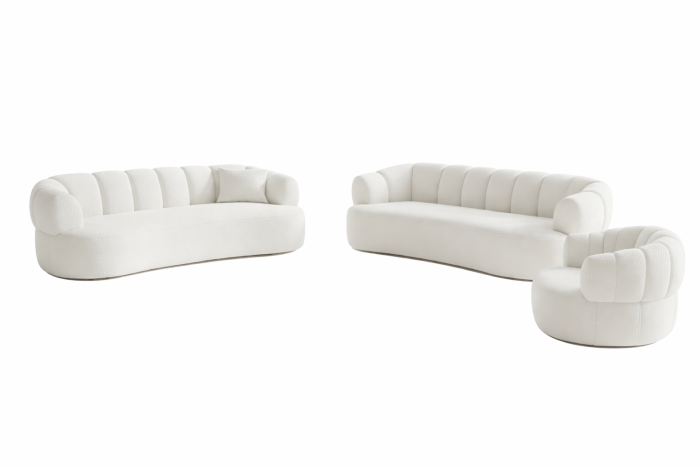 Ensemble canapés 3+3+1 design en tissu coloris beige collection CIRUS