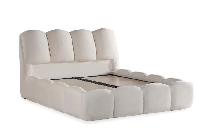 Lit coffre 180X200 cm design en bois mdf coloris crème collection SHAKIRA