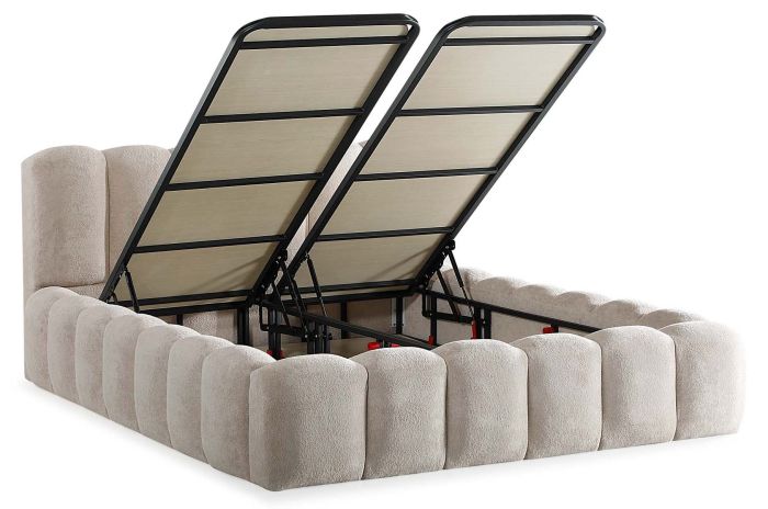 Lit coffre 160x200 cm design en bois mdf coloris crème collection COSMOS