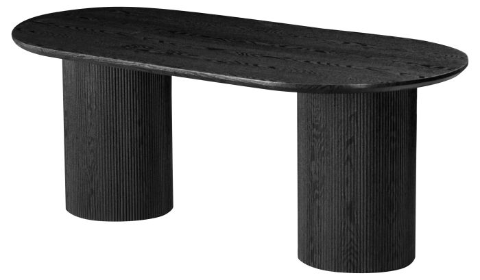 Table de salle à manger ovale design plateau en MDF veneer et pieds en MDF veneer coloris Noir L.200 x P.100 x H.76 cm collection WILMA