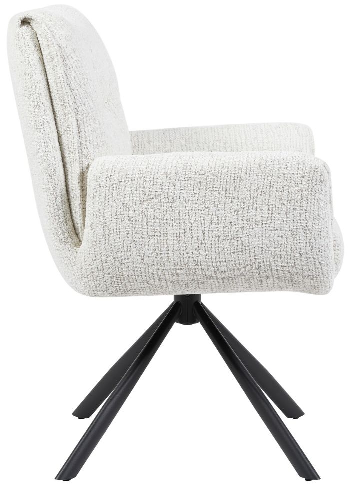 Chaise de salle à manger design revêtement en tissu beige et pieds en acier noir L 62 x P 66 x H 90 cm collection SUZY