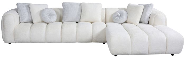 Canapé d'angle droit design en tissu blanc collection ELVIS
