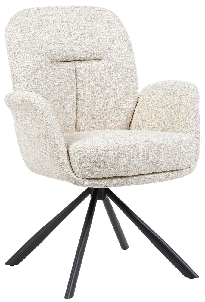 Chaise de salle à manger design revêtement en tissu beige et pieds en acier noir L 66 x P 67 x H 96 cm collection MINHO