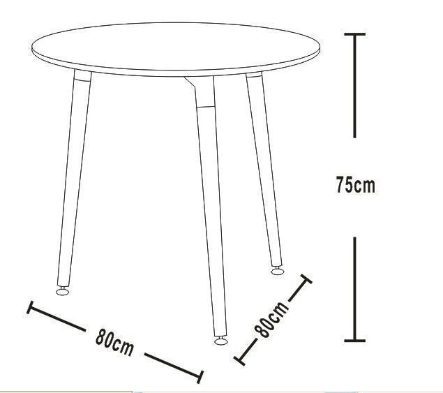 Table coloris blanc scandinave ronde plateau laqué et piètement en bois massif Diamètre 80 cm x H. 75 cm Collection Saintandre