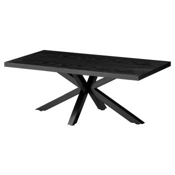 Table basse design plateau en MDF Veneer et pieds en acier coloris Noir L.120 x P.60 x H.45 cm collection ELIZA