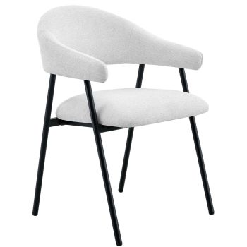 Chaise de salle à manger design revêtement en tissu blanc et pieds en acier noir L.56 x P.58.5 x H.81 cm collection ASPEN