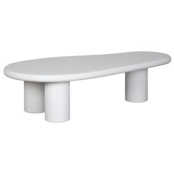 Table basse design en bois mdf et microciment coloris blanc L.160 x P.80 x H.41.5 cm collection TARANTO