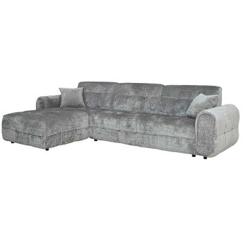 Canapé d'angle gauche design ultra confortable en tissu texturé gris L.305 x P.170 x H.78 cm collection LEAO