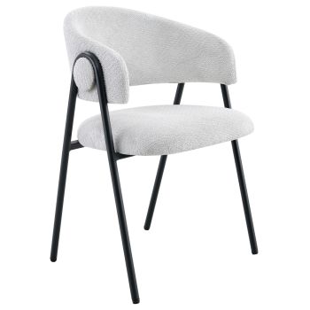 Chaise de salle à manger design revêtement en tissu beige et pieds en acier noir L.55.5 x P.55 x H.80 cm collection KYOTO