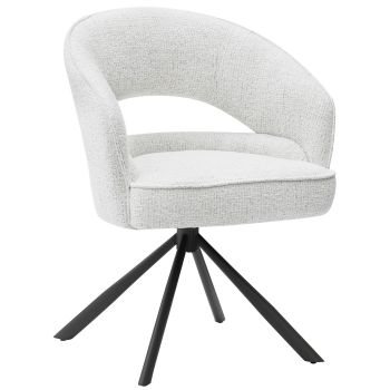 Chaise de salle à manger design revêtement en tissu beige et pieds en acier noir L 62 x P 63 x H 86 cm collection JENNIE