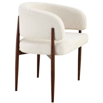 Chaise de salle à manger design revêtement en tissu beige et pieds en acier effet noyer L.65 x P.54 x H.78 cm collection LOTUS