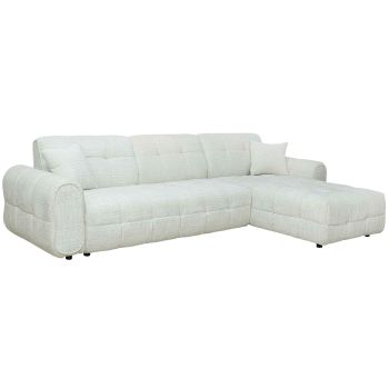 Canapé d'angle droit design ultra confortable en tissu texturé blanc L.305 x P.170 x H.78 cm collection LEAO